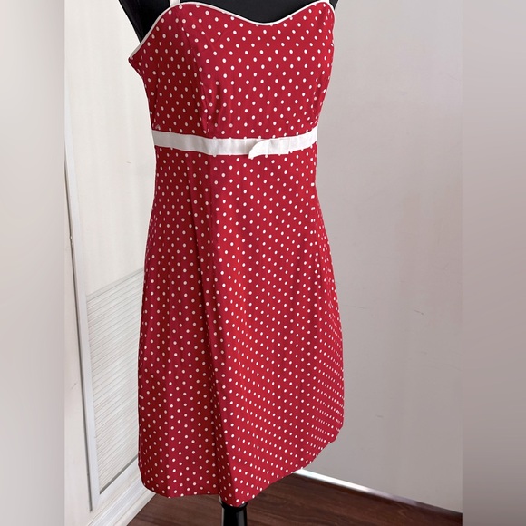 Vintage Gloria Vanderbuilt red polkadot pinup style dress - Picture 2 of 8